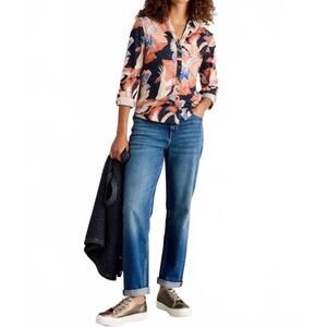 NEW WHITE STUFF annie printed sparkle top in navy print